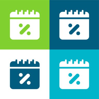 İndirimler Düz 4 renk en küçük simge kümesi