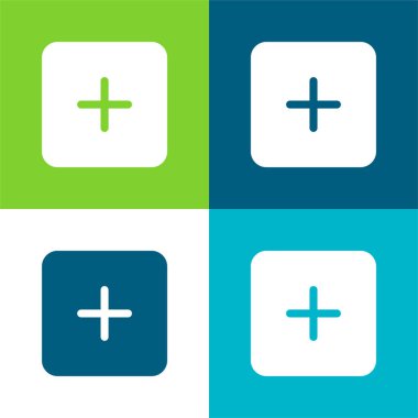 Siyah Kare Düğme Arayüzü Sembol Düz Dört renk minimal simgesi seti ekleniyor