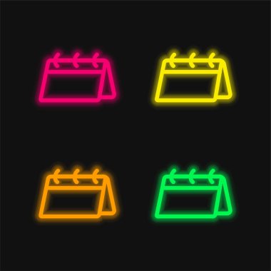Almanac four color glowing neon vector icon clipart