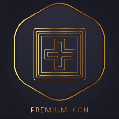 Çift Kare Şekil Altın Çizgi prim logosu ya da simgesinin içine A + + Sembolünün Düğme İşareti Ekle