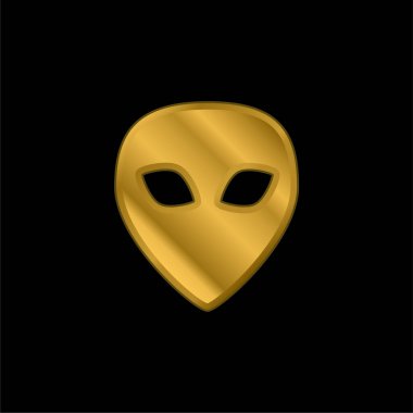 Uzaylı Siyah Kafa altın kaplama metalik simge ya da logo vektörü