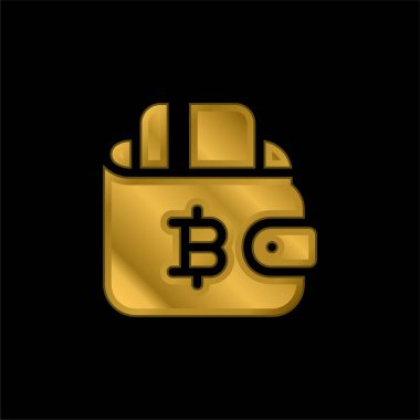 Bitcoin altın kaplama metalik simge veya logo vektörü