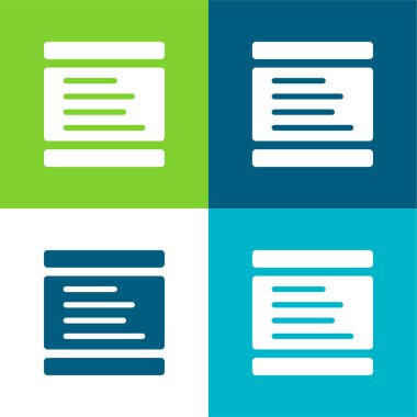 Metin Satırlı Kara Tahta Düz 4 renk simgesi seti