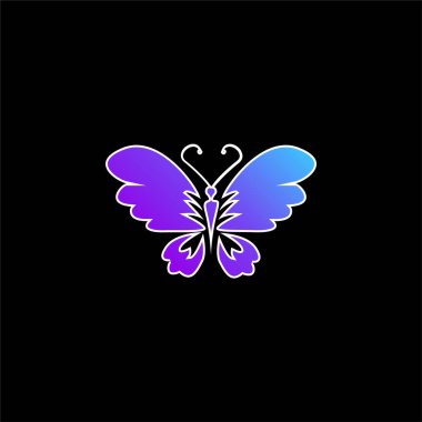 Black Butterfly Top View With Opened Wings blue gradient vector icon clipart