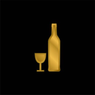 Şişe ve Cam Şekiller altın kaplama metalik simge veya logo vektörü