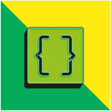 Parantezler Yeşil ve sarı modern 3d vektör simgesi logosu