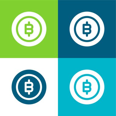 Bitcoin Düz 4 renk minimal simge kümesi