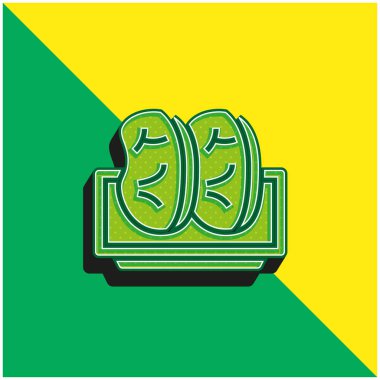 Pastırma yeşili ve sarı modern 3d vektör simgesi logosu