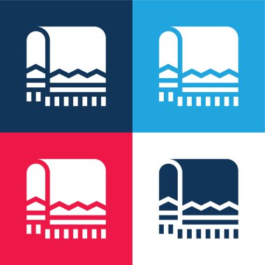 Battaniye mavi ve kırmızı dört renk minimal simge kümesi