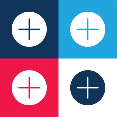 Toplama düğmesi mavi ve kırmızı dört renk minimal simgesi seti