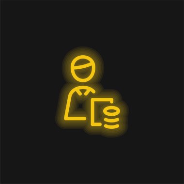 Muhasebeci sarı parlak neon simgesi