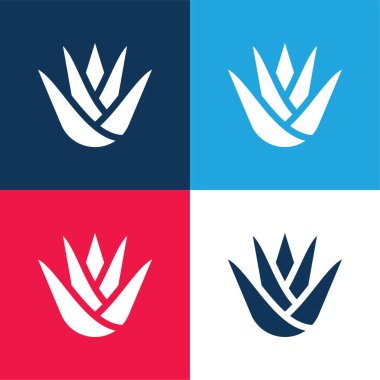 Agave mavi ve kırmızı dört renk minimal simge kümesi