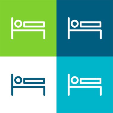 Yatak İşareti Düz 4 renk minimal simgesi seti