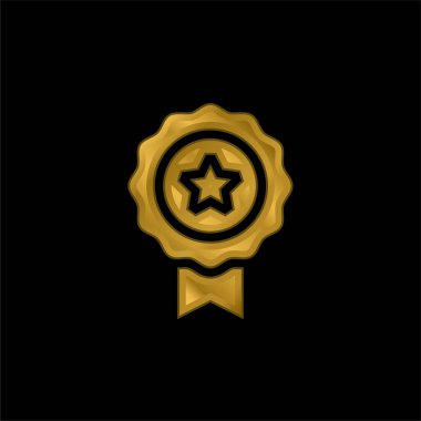 Altın kaplama metalik simge veya logo vektörü ödülü