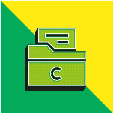Arşiv Yeşil ve Sarı 3D modern vektör simgesi logosu