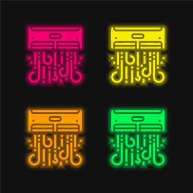Klima Dört renk parlayan neon vektör simgesi