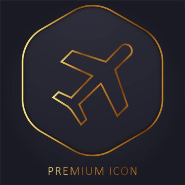Uçak altın çizgisi prim logosu veya simgesi