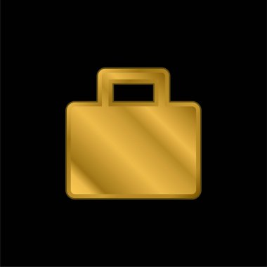 Evrak çantası altın kaplama metalik simge veya logo vektörü