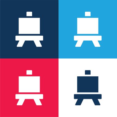 Sanat tahtası mavi ve kırmızı dört renk minimal simge seti