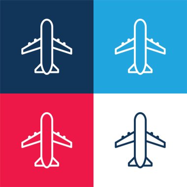 Havaalanı İşareti Mavi ve Kırmızı 4 renk minimal simgesi
