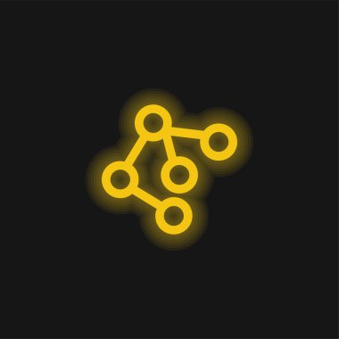 Atomik Yapı Çemberlerden Yapılandırıldı Ve Sarı Parlak Neon Simgesi