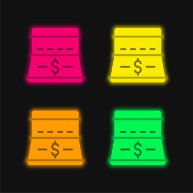 Dört renk parlayan neon vektör simgesini kaydet