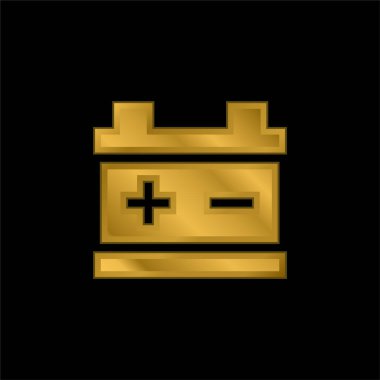 Pil altın kaplamalı metalik simge veya logo vektörü