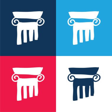 Antique Column blue and red four color minimal icon set clipart