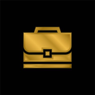 Evrak çantası altın kaplama metalik simge veya logo vektörü