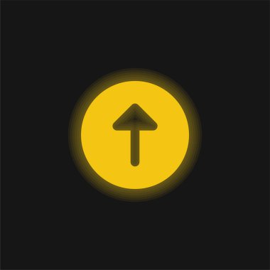 Ok Yukarı Sarı parlak neon simgesi