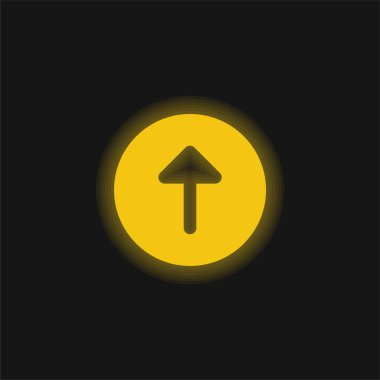Arrow Up yellow glowing neon icon clipart