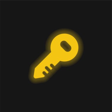 Yönetici Anahtar Sarı parlak neon simgesi