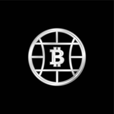 Bitcoin Küre Sembolü gümüş kaplama metalik simge