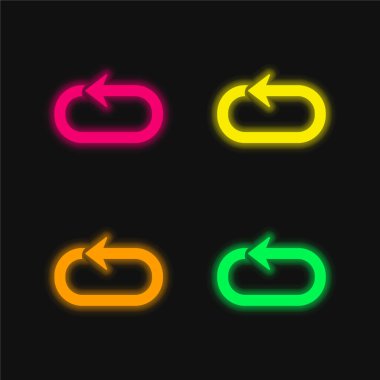 Ok Döngüsü dört renk parlayan neon vektör simgesi