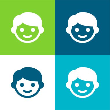 Oğlan Düz 4 renk en küçük simge seti