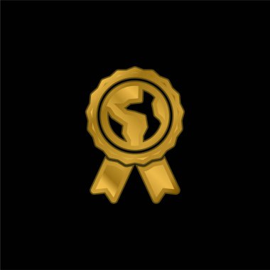 Rozet altın kaplama metalik simge veya logo vektörü