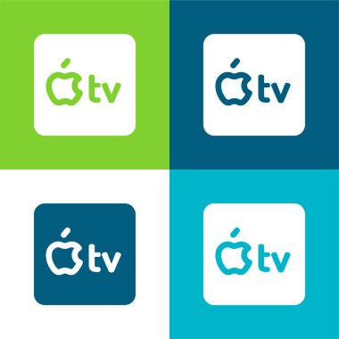Apple TV Düz 4 renk en küçük simge kümesi