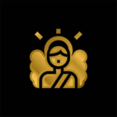Melek altın kaplama metalik simge veya logo vektörü