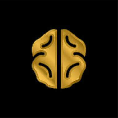 Beyin altın kaplamalı metalik simge veya logo vektörü