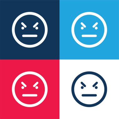 Kötü Duygu Simgesi Yüzü Mavi ve Kırmızı Minimum Renk Simgesi