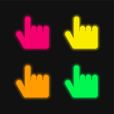 Kara El, parlayan dört renk neon vektör simgesini işaret ediyor