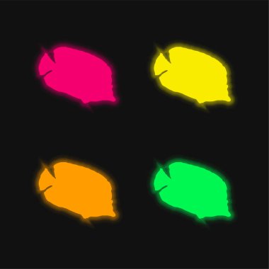 Sancak Balığı Silueti 4 renkli parlayan neon vektör simgesi