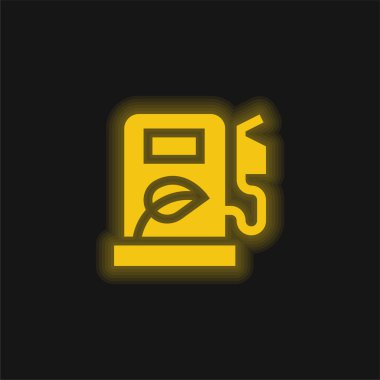 Biofuel yellow glowing neon icon clipart