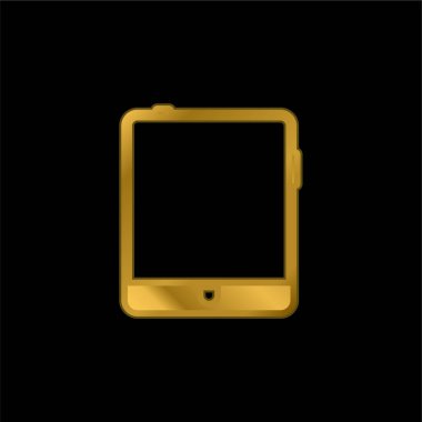 Büyük Tablet altın kaplama metalik simge veya logo vektörü