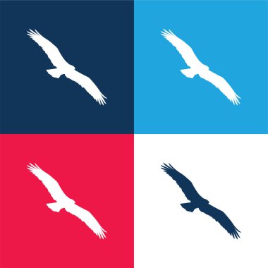 Kuş Osprey Şekli Mavi ve Kırmızı Dört Renk Simgesi