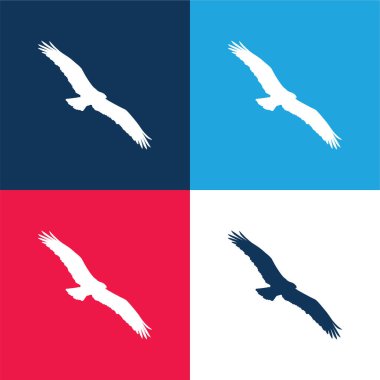 Bird Osprey Shape blue and red four color minimal icon set clipart