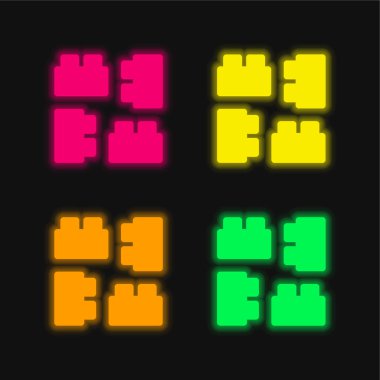 Parlayan dört renk neon vektör simgesini engeller