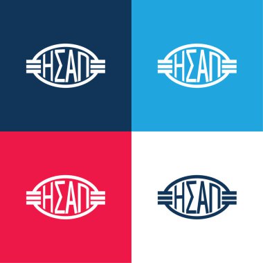 Athens Metro Logo blue and red four color minimal icon set clipart