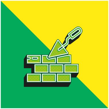 Brickwall Yeşil ve Sarı 3D vektör simgesi logosu