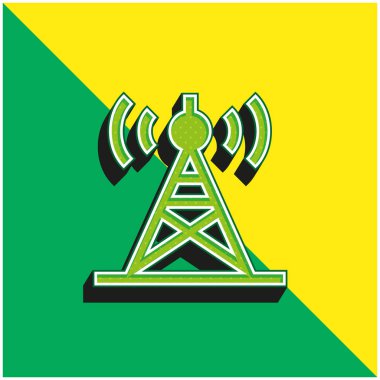 Anten Yeşil ve Sarı 3D modern vektör simgesi logosu